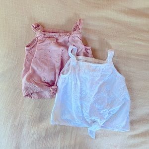 Bundle: Two Old Navy Eyelet Tie front Tanks